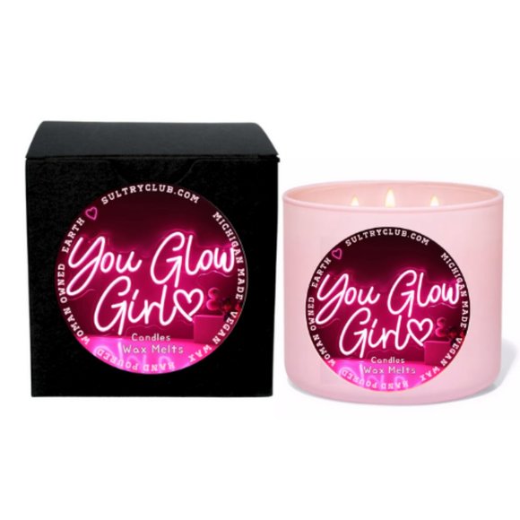 YOU GLOW GIRL! 3 WICK CANDLE - Picture 1 of 3